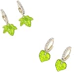 200PCS Green Acrylic Leaf Beads, DANUDON Transparent Plastic Leaf Bead Charms Crystal Frosted Maple Leaves Pendants with Hole, Leaf Beads for Jewelry Making, 4 Styles