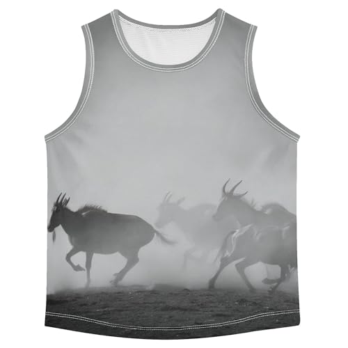 Running Goat Children Athletic Tank Tops Sleeveless Kids Vest Active Shirts for Soccer Teenis Exercise Beach 3T