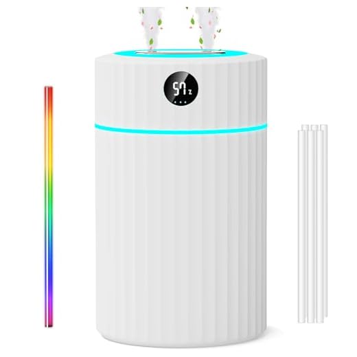Humidificador de Aire con Pantalla LED Doble Spray, Humidificador Para Cuarto 36h Dura, Ultrasónico Silencioso Humificador a Bebé para Aliviar Mocos, con Luz Nocturna Difusión de Aromas 35㎡