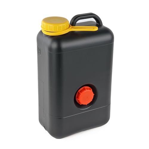 wamovo Abwassertank Wohnwagen 19 l flacher Grauwassertank und Abwasserkanister Camping schwarz 47 5 x 28 x 17 cm mit DIN 96 Entleerung und DIN 61 Anschluss für Wohnmobil
