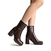 DREAM PAIRS Women's Platform Gogo Ankle Boots Chunky High Heels Square Toe Comfort Party Dress Side Zipper Booties Shoes for Women,Size 8,Brown,SDAB25001W