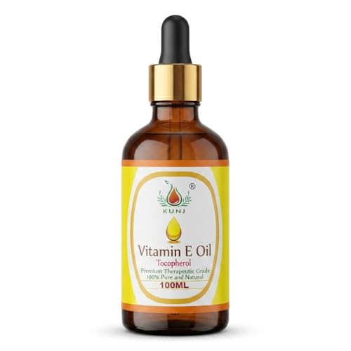 Image of KUNJ Vitamin E Oil 100ml - 100% Pure & Natural | Vitamin E Oil for Face, Skin Glow, Hair & Nail Care | Lightweight Non-Sticky Oil for Moisturizing & DIY Beauty Blends