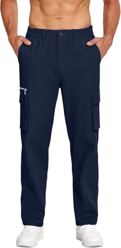 Image of CB-COLEBROOK Men Mid Rise Cargo || Cargo Pants Cotton || Relaxed Fit Elastic Waist || Loose Fit || Casual Pants || Cargos Pant with 7 Pockets (Cargo-48-54)