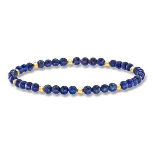 Pure Collection by Ross-Simons 4-4.5mm Lapis Bead Stretch Bracelet With 14kt Yellow Gold. 7 inches