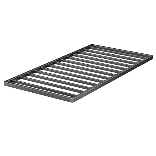 VIPSHOW 2 Inch Twin Metal Box Spring with Round Corners - 3000 lbs Capacity, Low Profile Bed Slat Replacement Bunkie Board with Steel Slats, Noise-Free, Easy Assemble, Black