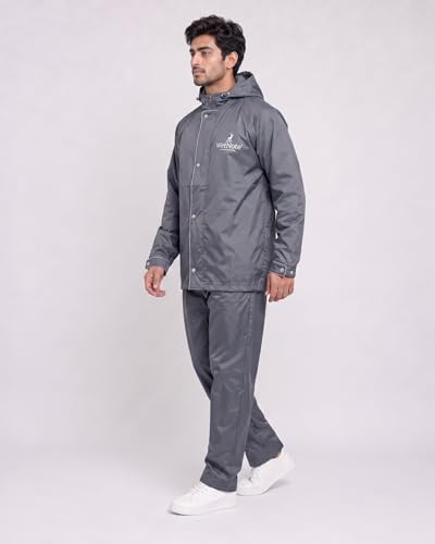 Image of TAGDO Rain Coat for Men Waterproof for Bike Rider with Zipper and Button and Adjustable Hood along with inner pockets | Rain Suit for Men & Women | Jacket & Pants with Carry Bag (2073)