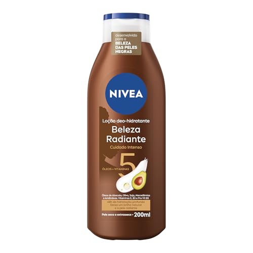 NIVEA Hidratante Desodorante Beleza Radiante Cuidado Intenso 200ml - Para a beleza da pele negra, reduz estrias em 2 semanas* e alivia a descamação da pele causada pelo ressecamento