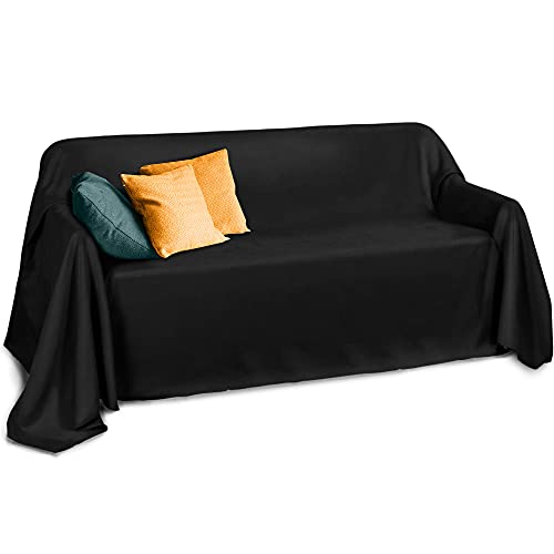 Beautissu Tagesdecke 210x280 cm Überwurfdecken für Sofa Romantica Wildleder-Optik Überwurf Bettabdeckung Tagesdecken Bettüberwurf & Sofaüberwurf Decke Sofa Überwurfdecke Bett Tagesdecke Schwarz