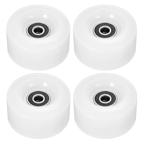 YOKIVE 4 Pcs Roller Wheels, 82A Skate Roller Replacement with Bearings Skateboard Replace, Great for Outdoor Indoor (White, 1.3 x 2.3)