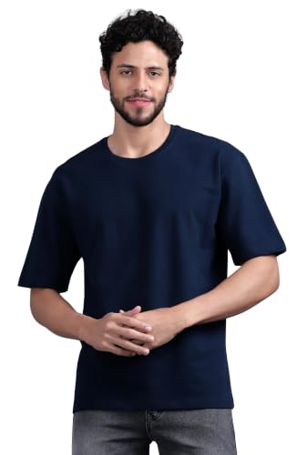 Image of Men's 240 GSM Cotton Oversized Tee - Heavyweight Bio-Washed Fabric | Premium Street Style | Super Soft, Thick & Breathable T-Shirt