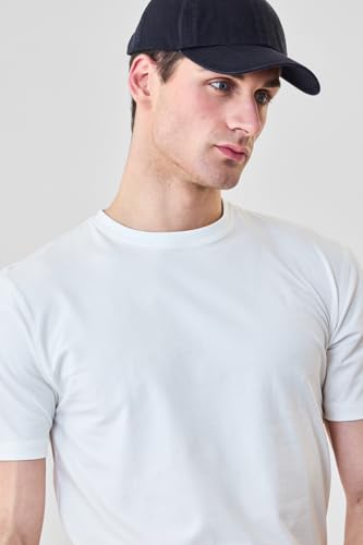 Image of SNITCH Men Slim Fit Cotton Lycra T-Shirt | Minimalist Pullover Short Sleeve Crew Neck Styling | Breathable Stretchable Soft Texture Casual Everyday Wear Plain Tee