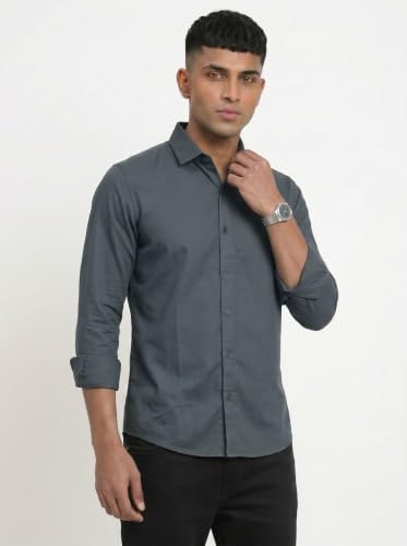 Image of DOXIC Men's Cotton Shirt with Spread Collar Neck Full Sleeves Classic Style Solid Pattern Regular Fit and Standard Length | Formal & Casual Wear Shirts