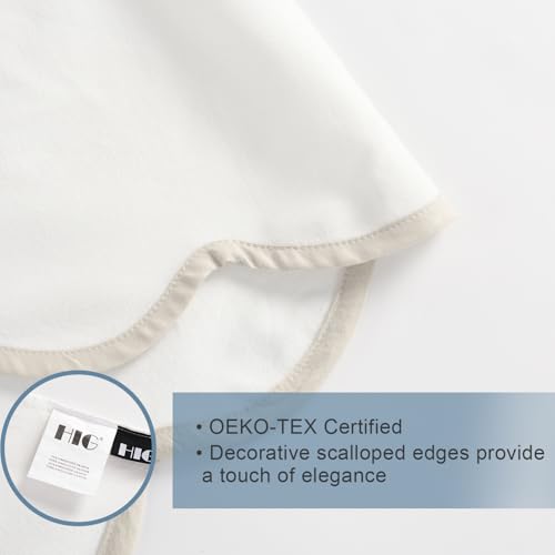 HIG Off-White Chic Twin XL Bed Skirt - Easy Fit Scallop Edge Pleated Bedskirts, 14 Inch Drop Anti-Slip Dust Ruffle, Thick Fabric for Enhanced Privacy, Pre-Washed for Long-Lasting Use(N60022)