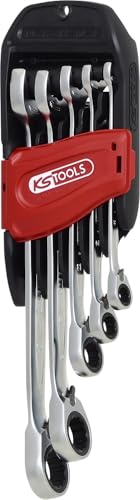 KS Tools - 503.5905 - Clés à cliquet - Jeu de 5 clés mixtes sur double support - Cliquet réversible