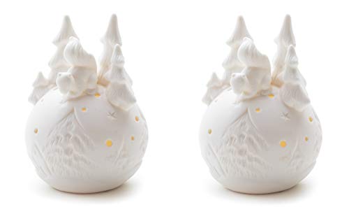 DARO DEKO Porzellan Kugel mit LED Ø 9,5cm - 2 Stück