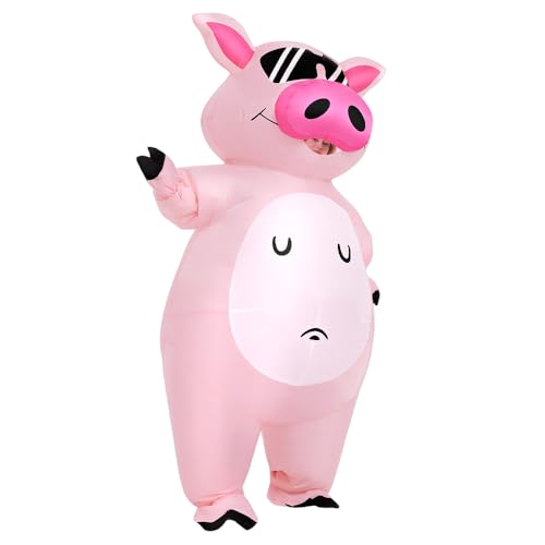 KOOY Inflatable Pig Costume, Pig Costume Adult Inflatable Costumes Adult Size Full Body Blow up Costumes for Adults Women Men Inflatables Fancy Funny Suit for Halloween Party4