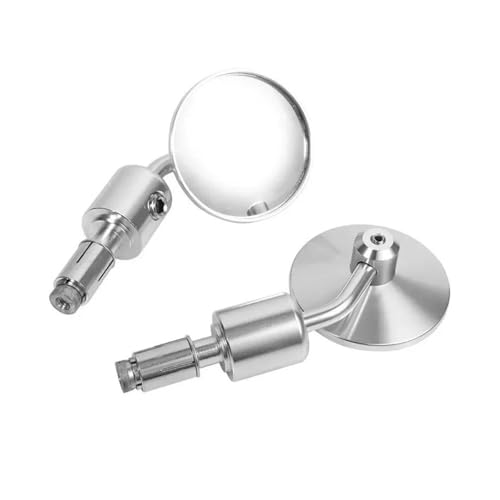 Espejos Moto Extremo Manillar Aluminio CNC Vista Trasera Universal Chopper Plata