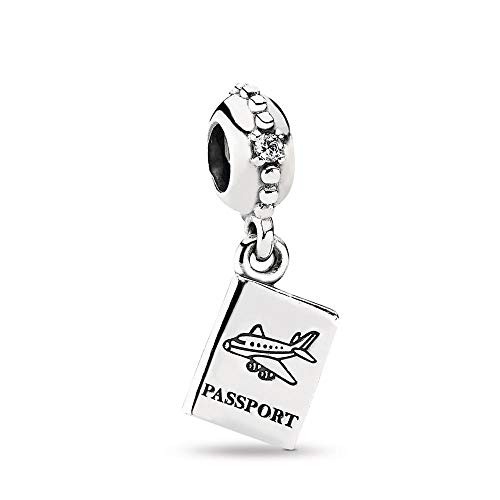Abalorio de pasaporte de viaje compatible con pulseras Pandora