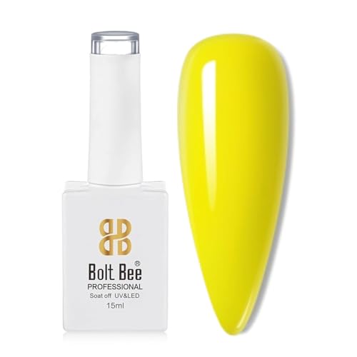 Image of Bolt Bee Yellow Color Gel Nail Polish Soak Off UV Gel DIY at Home Manicure Salon Nail Art (35, 15ml)