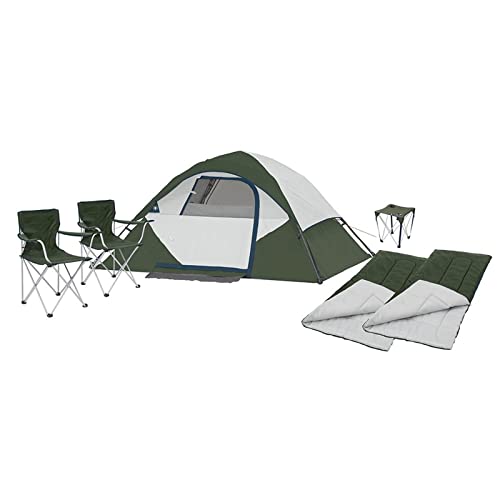 Tente de toit de camping verte et grand combo de tentes familiales pour plage
