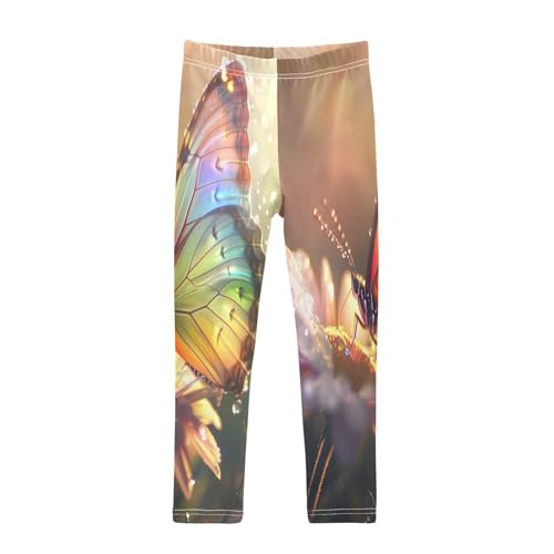 Toddler Girls Leggings Printed Yoga Pants Leggings Butterfly with Rainbow for Kids