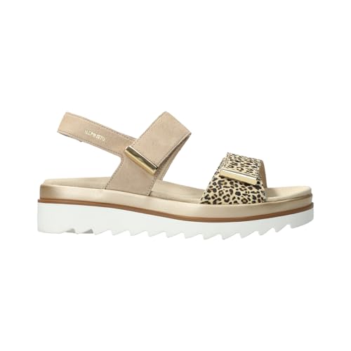 Mephisto, Dominica Felino/Velcalf, Mujer Sandalia Beige Leopardo, 30712 1221b Light Sa, 38 EU