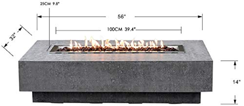 Elementi-Hampton-Outdoor-Fire-Pit-Table-56-Inches-Rectangular-Firepit-Concrete-Patio-Heater-Electronic-Ignition-Backyard-Fireplace-Cover-Lava-Rock-Included-Liquid-Propane
