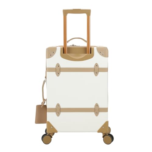 Vintage-Inspired White 2-Pack Hardside Trunk & Train Case With Brown Accents3