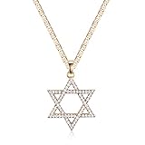 Barzel 18K Gold Plated Crystal Star of David Charm Necklace (24')