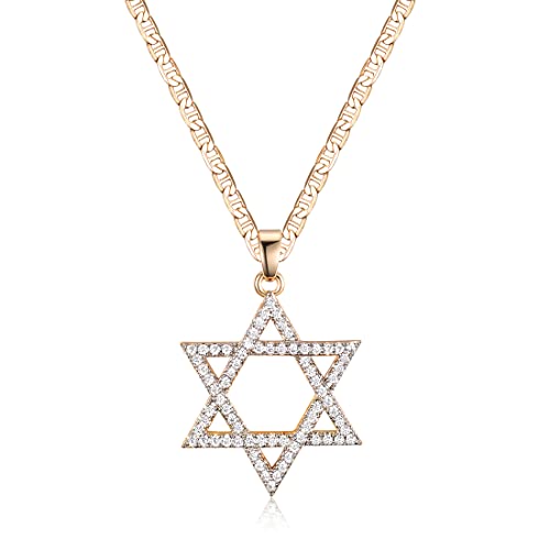 Barzel 18K Gold Plated Crystal Star of David Charm Necklace
