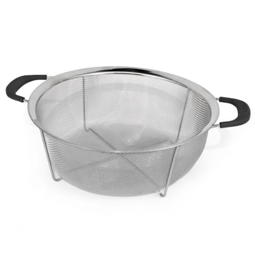 MGE - Colador de Cocina con Pie - Escurridor de Acero Inoxidable - Colador Microperforado Verduras - Escurridor Pasta - Coladores de Cocina Acero Inoxidable - 28,5 cm