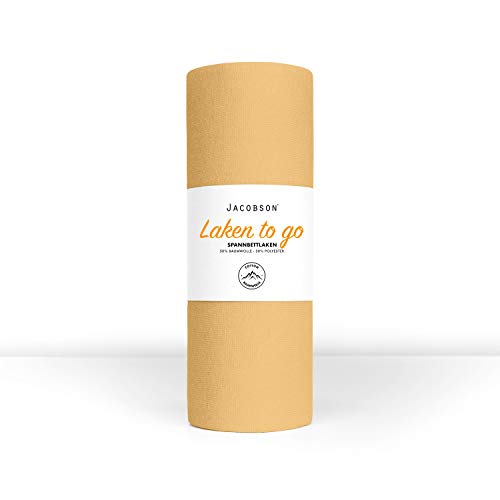 Jacobson Laken to GO Spannbettlaken Jersey Spannbetttücher Bettlaken 50% Baumwolle 50% Polyester (120x200-130x200cm 1er Set, Beige)
