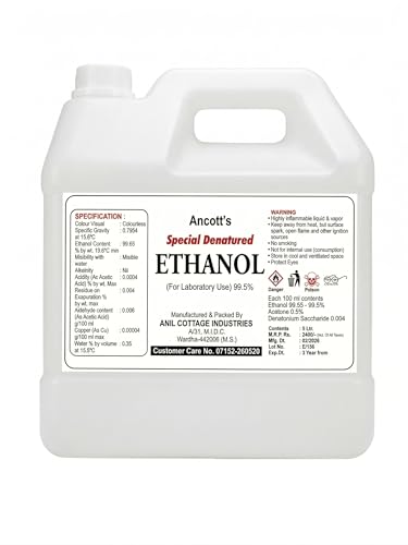 Image of Special Denatured Ethanol 99.5% for Laboratory Use - High Purity Chemical Solvent & Perfume Grade Alcohol | Absolute EthAnol Liquid for Research, Cleaning & Formulation | 5 Ltr