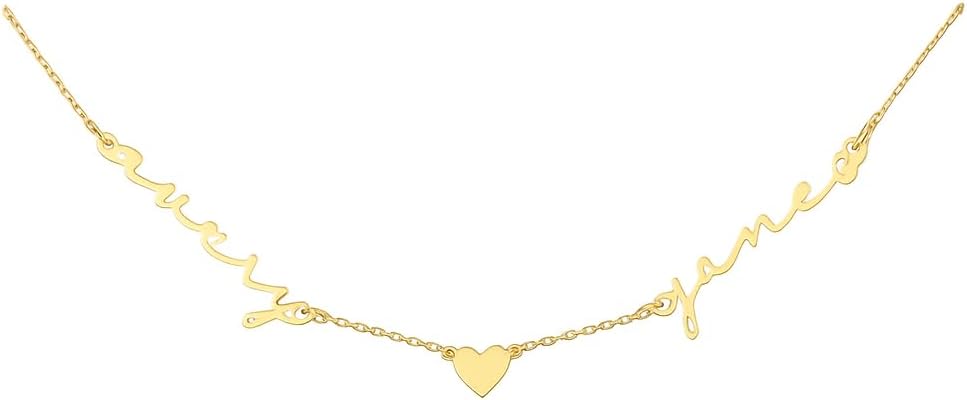 Personalized Name Necklace with Heart Pendant, Gold Plated Custom Jewelry, 14-22 Inch Chain, Customizable Gift for Women, Christmas, Mother's Day, Valentine's Day