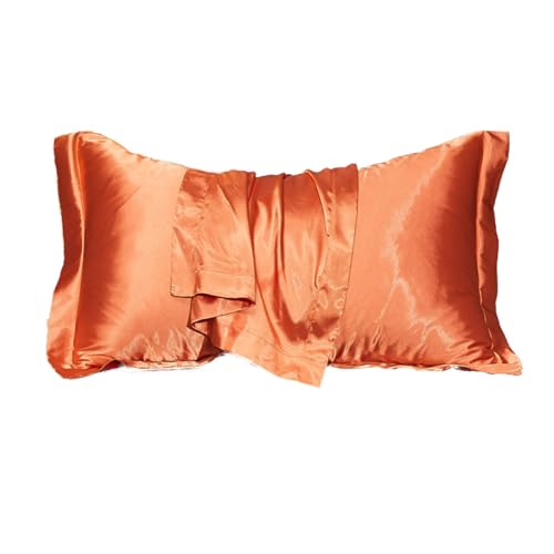 Michear Natural Mulberry Silk Pillowcase for Hair and Skin Health, Standard Size 48x74cm Silk Pillow Case, Soft Smooth Cooling Premium Grade Silk Pillow Covers for Sleeping (Orange)