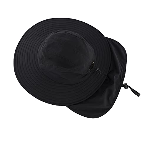 Image of Home Prefer UPF 50+ Mens Wide Brim Fishing Hat with Neck Flap Sun Hat for Men Women Sun Protection Cap
