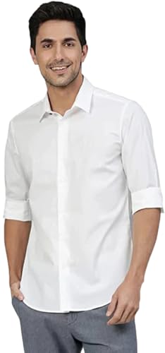 Image of Men's Cotton Blend Solid Shirt - Stylish Button Down Shirt for Casual