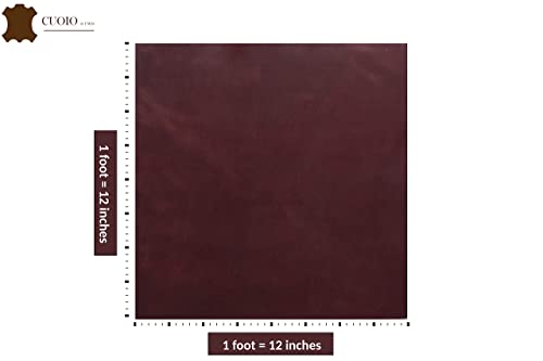 Cuoio Tooling Leather Material, Buffalo Hide Heavy Real Leather Sheets For Craft, Tanned Raw Full Grain Genuine Leather Pieces For Leather Work, 12X12 Burgundy 1.4Mm Precut Thick Diy Leather Squares. #TOP1