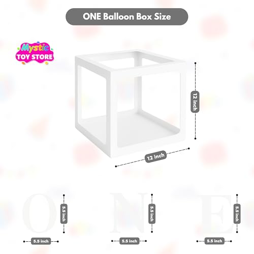 Image of One Balloon Box for 1st Birthday Decoration Baby Boys Girls Kids Twins Year Transparent Plain Letter Balloon 3 Pcs White Box Glue Dots Arrangement Set Items Kit