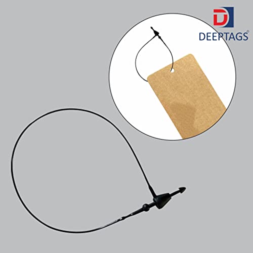 Image of Synthetics 5 inch Plastic String Loop Fastener Hang Tag Snap Lock Plastic Tag Fasteners Pin Security Loop for Retail Store Clothing Price Tag Pins, Black - 5000 Pieces