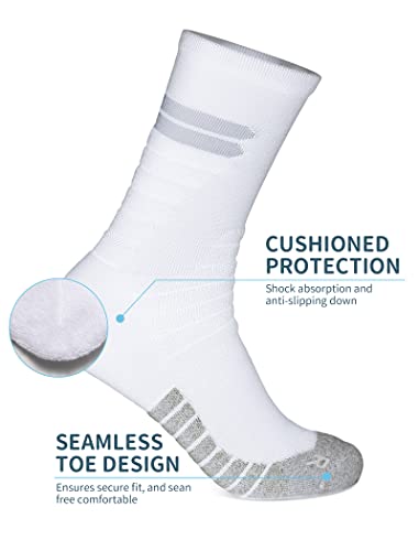 Akaso Crew Athletic Running Coolmax Socks, Anti-Odor Moisture Wicking Anti-Blister Seamless Socks For Hiking Men And Women (2 Pairs) (White M) #TOP2