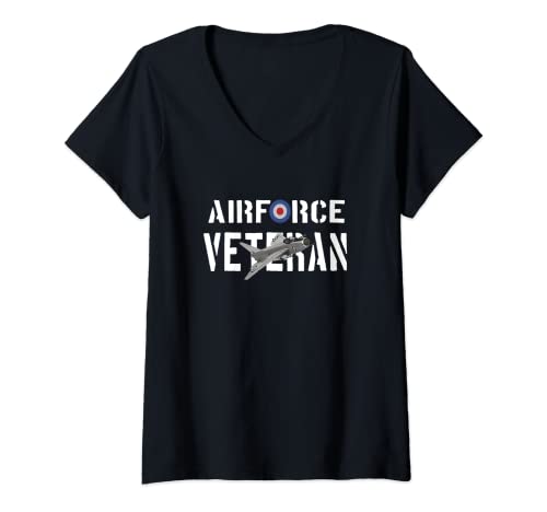 Mujer Royal Airforce Veteran RAF - Relámpago eléctrico inglés Camiseta Cuello V
