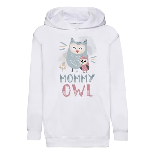 Sweat à capuche enfant maman chouette en coton premium doux pour l'école