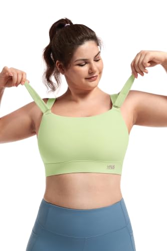 Image of Women's Sports Bra Wirefree Adjustable Medium-High Support Everyday Wear for Large Bust Plus Size with Removable Pads