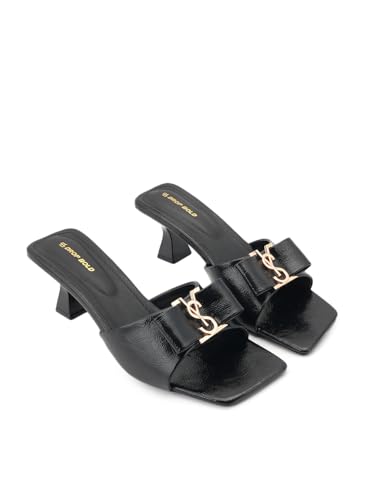 Image of DROP BOLD SQUARE TOE KITTEN HEEL WITH ELEGANT BOW DETAIL FOR WOMEN