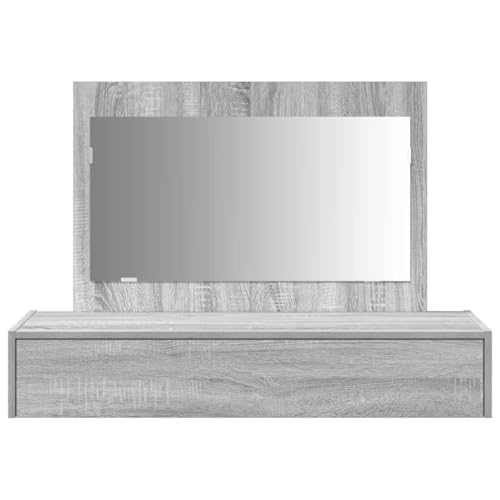 Mesa de cosméticos gris 100 cm Mangloder con cajón espacioso y espejo de madera 6