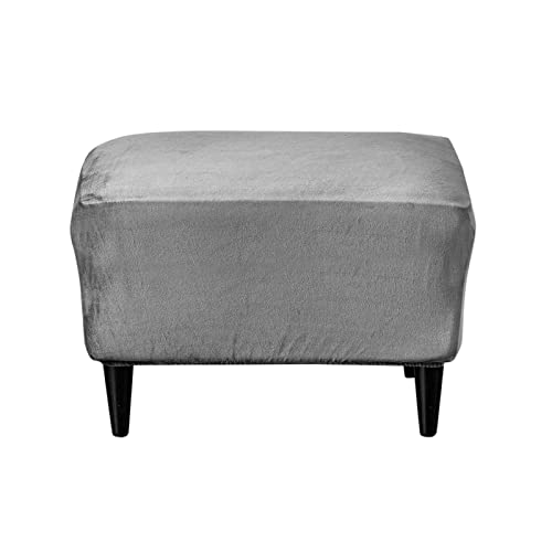 House Destiny Stretch Velvet Ottoman Slipcover Rectangle Folding Storage Stool Ottoman Cover Small Footstool Covers Slipcover Chair Covers For Living Room (Grey) #TOP18