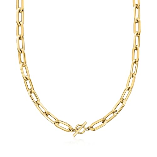 Ross-Simons Italian 14kt Yellow Gold Paper Clip Link Toggle Necklace. 18 inches