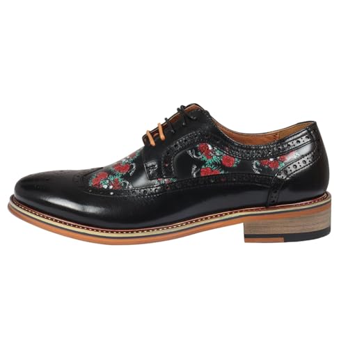 Zapatos de vestir para hombre en piel Oxford negra con exclusivo grabado de calavera