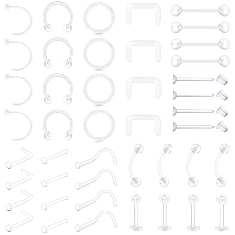 AceFun 44 pcs Clear Piercing Retainer Set Cover